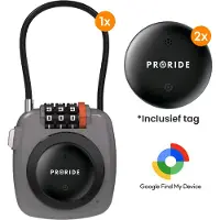 Proride Cijferslot – 3-cijferig Hangslot – Met Android Tag – Inclusief Smarttag 2 stuks – Kofferslot – Bagageslot – Reisslot – Skislot - Grijs