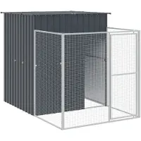 vidaXL Hondenhok met ren 165x251x181 cm gegalvaniseerd staal antraciet