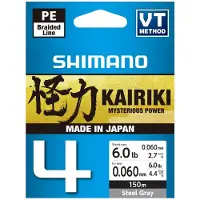 Shimano Fishing Kairiki 4 gevlochten lijn, 150 meter, grijs, 0.130 mm