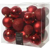 Molecule Decoris kerstballen shatterproof polystyreen kerstrood 26 stuks