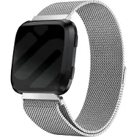 Strap-it Milanees Smartwatch bandje - Geschikt voor Fitbit Versa / Versa 2 Milanese band - zilver - Horlogeband / Polsband / Armband - Maat: Maat L