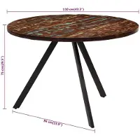 vidaXL Eettafel 110x75 cm massief gerecycled hout