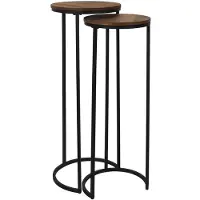 Home Deco Factory Bijzettafel - 2x stuks - hout - metaal - verschillende hoogtes