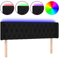 vidaXL Hoofdbord LED 163x16x78/88 cm stof zwart