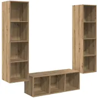 vidaXL Tv-meubelset 3 st Artisan Eiken Bewerkt hout