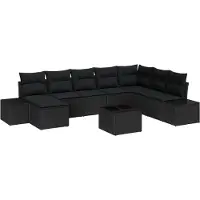 vidaXL Tuinbank Set met kussen Poly rattan