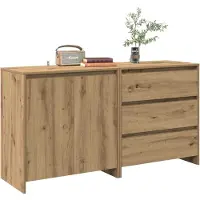 vidaXL 2-delige Dressoirs bewerkt hout artisanaal eikenkleur