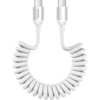 4smarts , Spiraal USB-C naar USB-C Kabel 100W - Oprolbaar - 480Mbps Data - 12-50cm, Wit