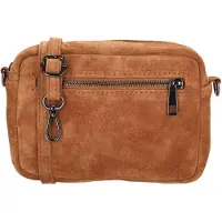 Charm London Suède Schoudertasje Camerabag Elisa Cognac