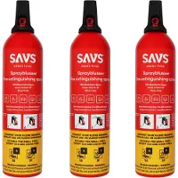 SAVS Sprayblusser Vetblusser schuim 750 ml - 3-pack - 5A 5F - Geschikt voor keuken, huis, auto, boot, caravan of camper - Brandblusser - Schuimblusser
