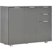 vidaXL Dressoir 107x35x80,5 cm hoogglans grijs