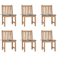 vidaXL Tuinstoelen 6 st met kussens massief teakhout