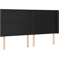 vidaXL Hoofdbord met randen 203x16x118/128 cm kunstleer zwart
