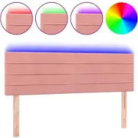 vidaXL Hoofdbord LED 144x5x78/88 cm fluweel roze