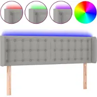 vidaXL Hoofdbord LED 147x16x78/88 cm stof lichtgrijs