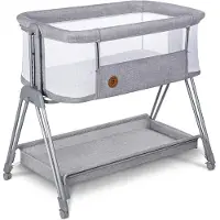 Lionelo Luna – 2-in-1 Babybedje & Co-Sleeper – Geboorte tot 9 kg – 7 Hoogtestanden – Kantelbaar Matras – Mesh Zijkanten – Wielen met Blokkade – Wasbare Hoes – Inclusief Opbergmand