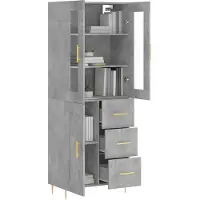 vidaXL Hoge kast 69,5x34x180 cm bewerkt hout betongrijs