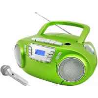 Soundmaster SCD5800GR - Boombox met FM-radio, cassettespeler, CD en externe microfoon, groen