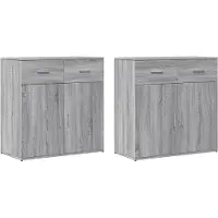 vidaXL Dressoirs 2 st 79x38x80 cm bewerkt hout grijs sonoma eikenkleur