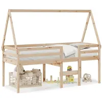 vidaXL Hoogslaper met bedhuis massief grenenhout 80x200 cm
