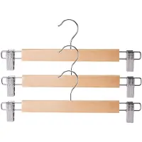 Storage solutions broeken/rokken kledinghangers - set 12x stuks - naturel hout - 33 cm - Kledingkast hangers/kleerhangers/broekhangers