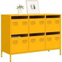 vidaXL Dressoir 101,5x39x73,5 cm koudgewalst staal mosterdgeel