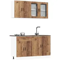 vidaXL 4-delige Keukenkastenset Porto bewerkt hout oud houtkleurig