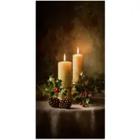 PosterMonkey Poster 75x150 cm - Kaarslicht - Kerst - Veelkleurig - Posters - Kamer decoratie - Wanddecoratie woonkamer - Muurdecoratie slaapkamer - Kerstversiering - Kerstdecoratie voor binnen - Kerstmis