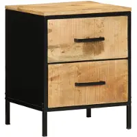 vidaXL Nachtkastje Bruin en Zwart 40 x 35 x 50 cm Massief Mango Hout