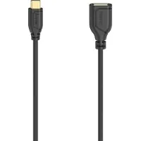 Hama USB-C-OTG-kabel "Flexi-Slim", USB 2.0, 480 Mbit/s, zwart, 0,15 m