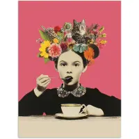 PosterMonkey Poster 30x40 cm - Meisje - Kopje - Bloemen - Roze - Posters - Kamer decoratie - Wanddecoratie woonkamer - Muurdecoratie slaapkamer