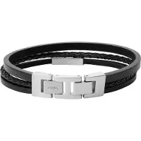 Fossil Armband zwart / zilver
