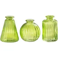 J-Line vaas Tola - glas - groen - 3 stuks - 8 cm hoog