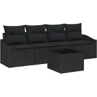 vidaXL Tuinbank Set met kussen met opslag 5 pcs Zwart 55 x 55 x 37 cm