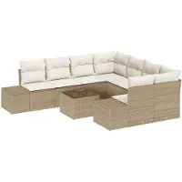 vidaXL Tuinset met 9 stukken, beige en crème kleur, gemaakt van polyrotan