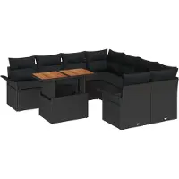 vidaXL Tuinbank Set met kussen Zwart