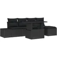 vidaXL Tuinbank Set 6 st Zwart poly rattan