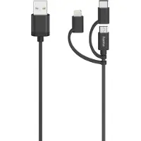 Hama Micro-USB-kabel 3in1 Incl. Adapt. Naar USB-C & Lightning USB 2.0 0,75 M