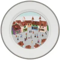 Villeroy & Boch Assiette plate en porcelaine ronde D27cm village DESIGN NAIF