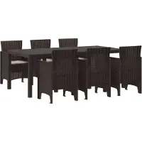 vidaXL Tuin Eettafel Set 7 st Bruin Polypropyleen