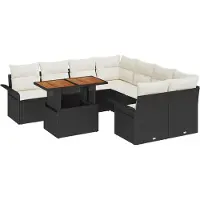vidaXL Tuinbank Set met kussen Zwart en crème