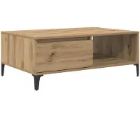 vidaXL Salontafel artisanaal eikenkleurig 90 x 60 x 35 cm Bewerkt hout