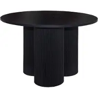 Oviala - Moderne ronde eettafel 120 cm zwart houtlook - Maggy
