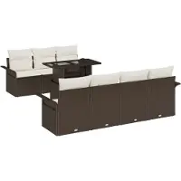 vidaXL Tuinbank Set met kussen 8 pcs Bruin poly rattan