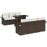 vidaXL Tuinbank Set 7 st Bruin poly rattan