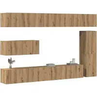 vidaXL 7-delig Tv-meubelset wandmontage bewerkt hout artisanaal eiken