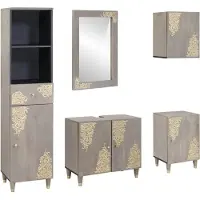 vidaXL Badkamermeubelset, 5 stuks, grijs, 62 x 33 x 58 cm