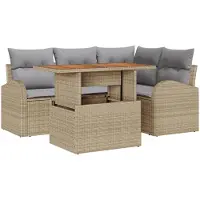 vidaXL Tuinbank Set 5 st beige en lichtgrijs