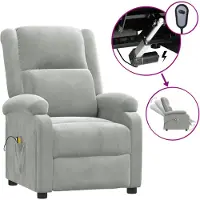 vidaXL Massagestoel elektrisch fluweel lichtgrijs