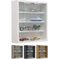 VCM AgisaS glazen vitrines wandmontage 2 schuifdeuren antraciet.